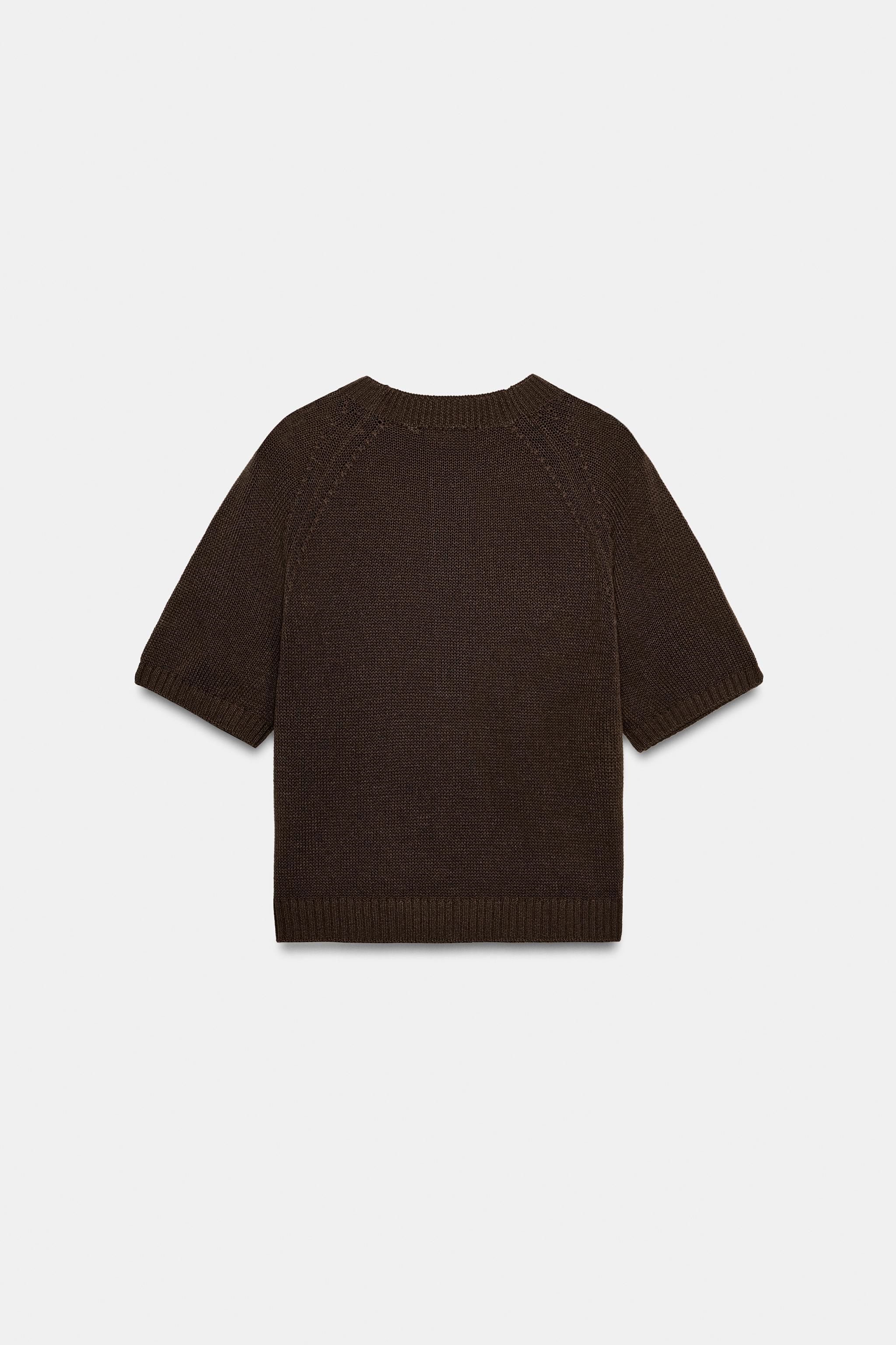 Женские свитеры Zara SHORT SLEEVE BUTTON KNIT JUMPER — фото 5