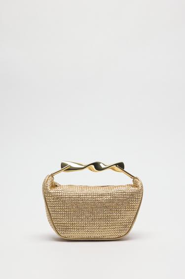 Zara MINI BAG WITH METALLIC HANDLE - Golden