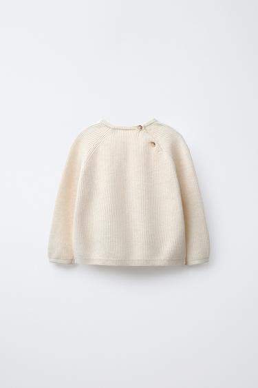 KNIT SWEATER WITH POCKET - Light beige by Zara - Image 1