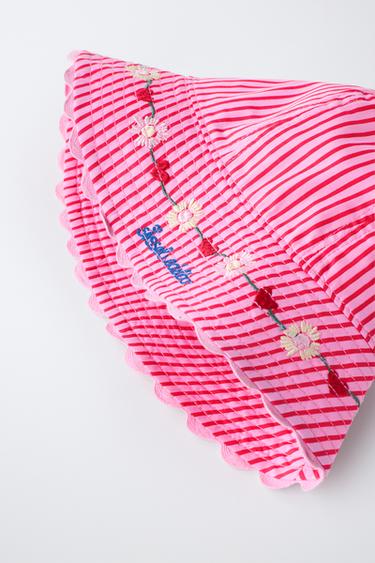 CHAPEAU BOB À RAYURES BRODÉES SISSEL EDELBO X ZARA KIDS - Rose de Zara - Image 1