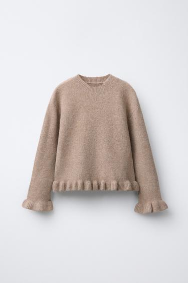 KNIT JUMPER WITH RUFFLES - Tans by Zara - Image 0