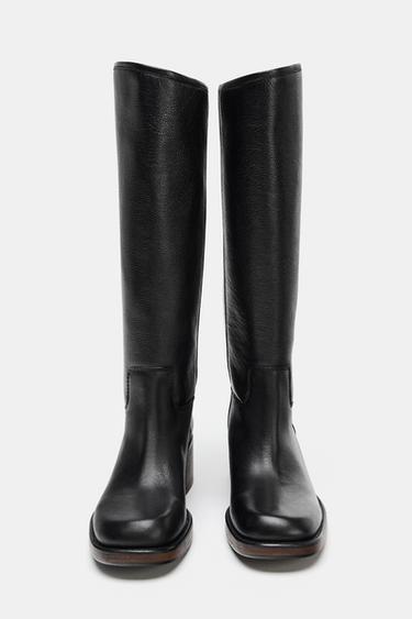 BOTTES À TALONS EN CUIR - Noir de Zara - Image 5
