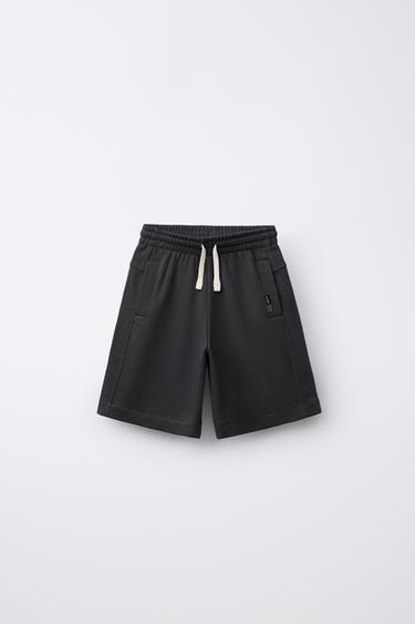 PLUSH BERMUDA SHORTS WITH LABEL - Anthracite grey by Zara