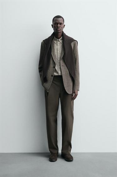 STRUCTURED REGULAR FIT BLAZER - Black / Brown by Zara - Image 0
