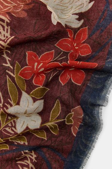 FOULARD À IMPRIMÉ FLEURS - Bordeaux de Zara - Image 5