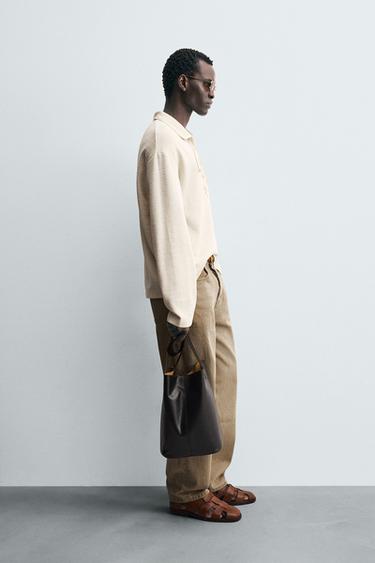 TEXTURED DRAWSTRING POLO SHIRT - Oyster-white by Zara - Image 3