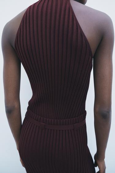 RIBBED KNIT SKIRT - Burgundy by Zara - Image 2