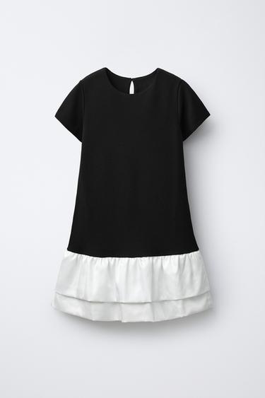 COMBINED DRESS WITH RUFFLES - Black by Zara