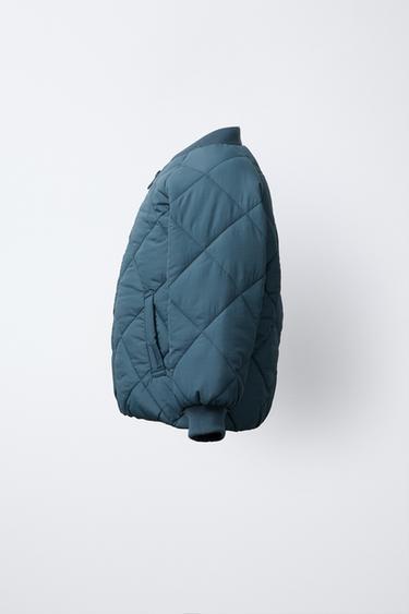 WATER-REPELLENT QUILTED BOMBER JACKET - Green / Blue by Zara - Image 2