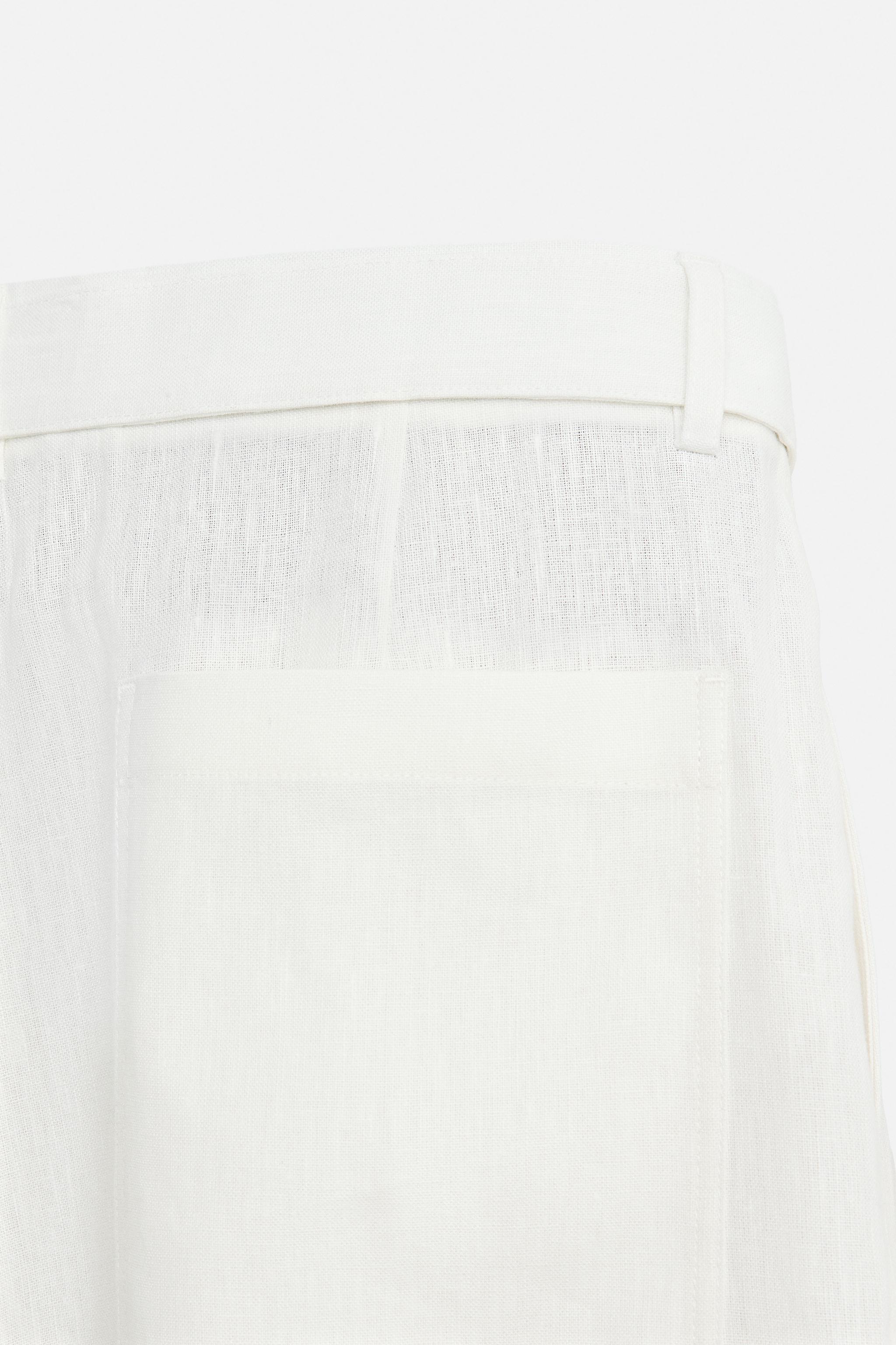 100% LINEN BELTED SHORTS