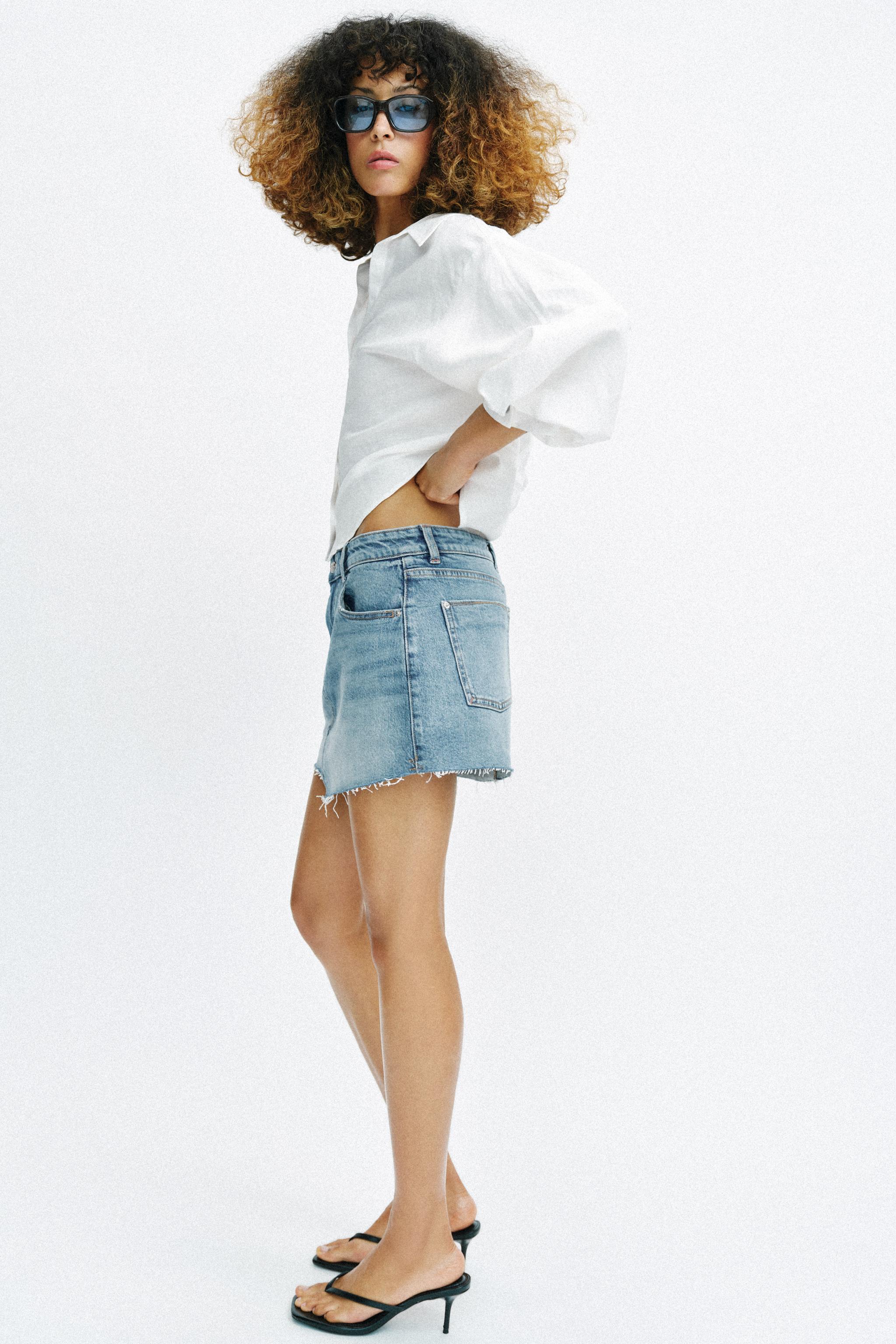 Z1975 DİKİŞSİZ PAÇA DENIM ŞORT ETEK - Görsel 6