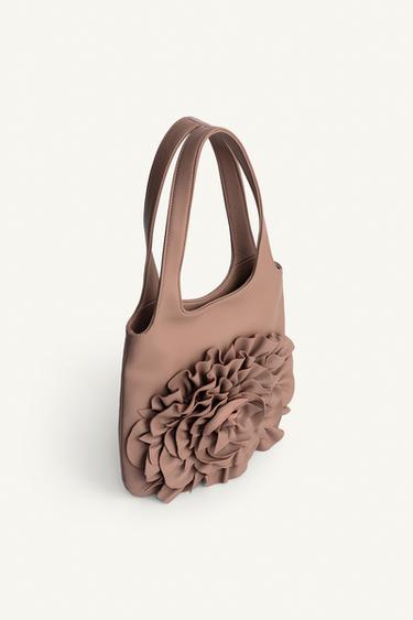 LIMITED EDITION LEATHER MINI TOTE BAG WITH FLOWER - Pink by Zara - Image 3