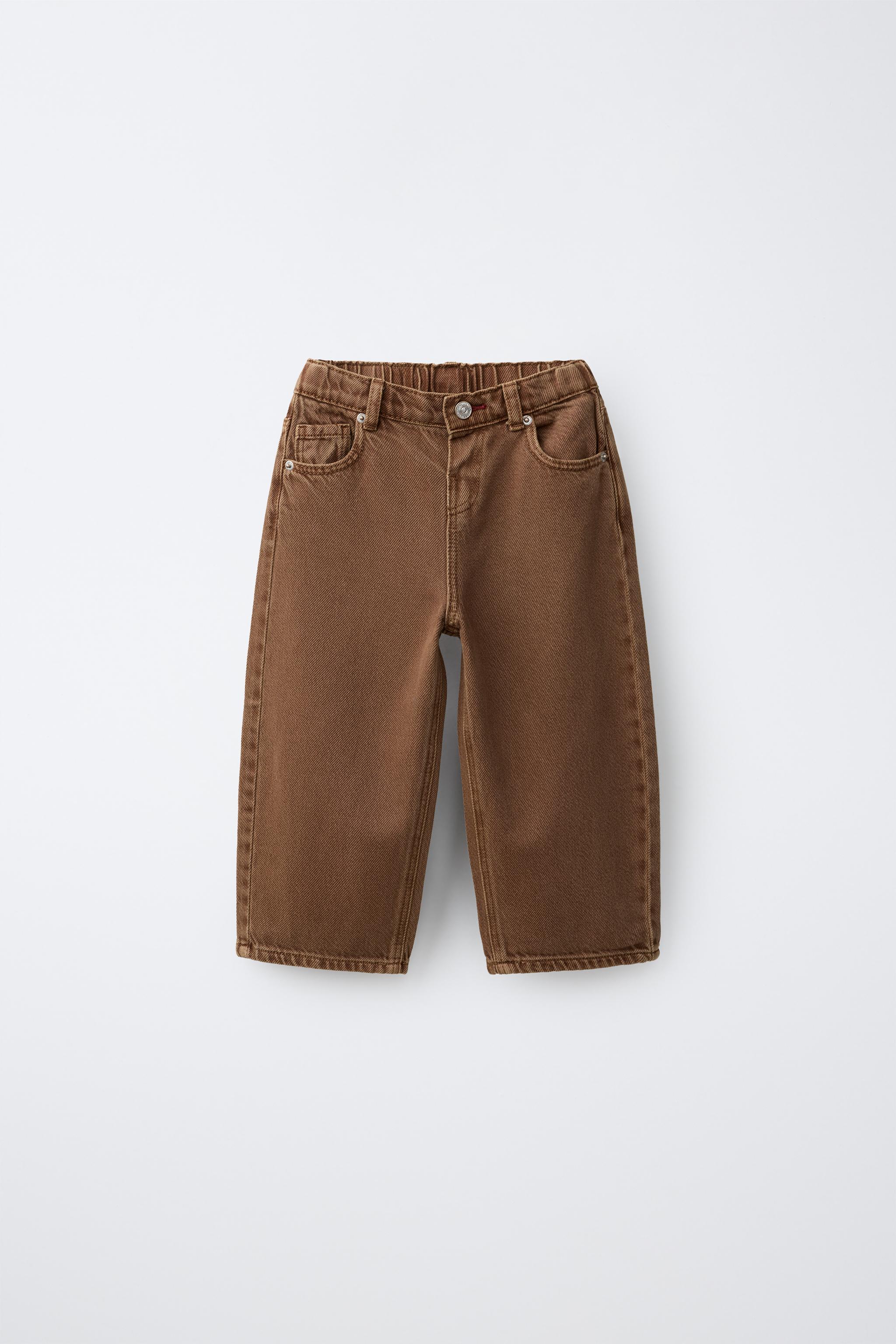 TAPERED POCKET JEANS — Brown