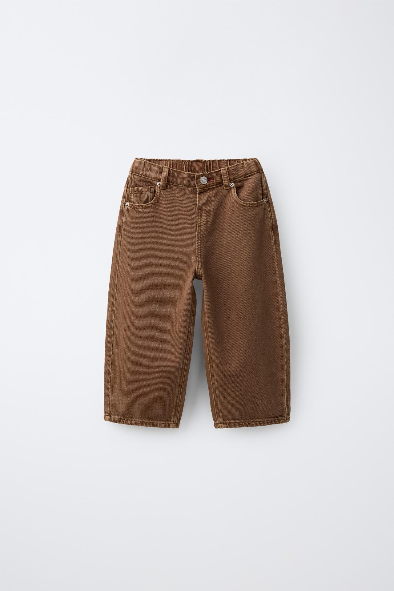 TAPERED POCKET JEANS — Brown