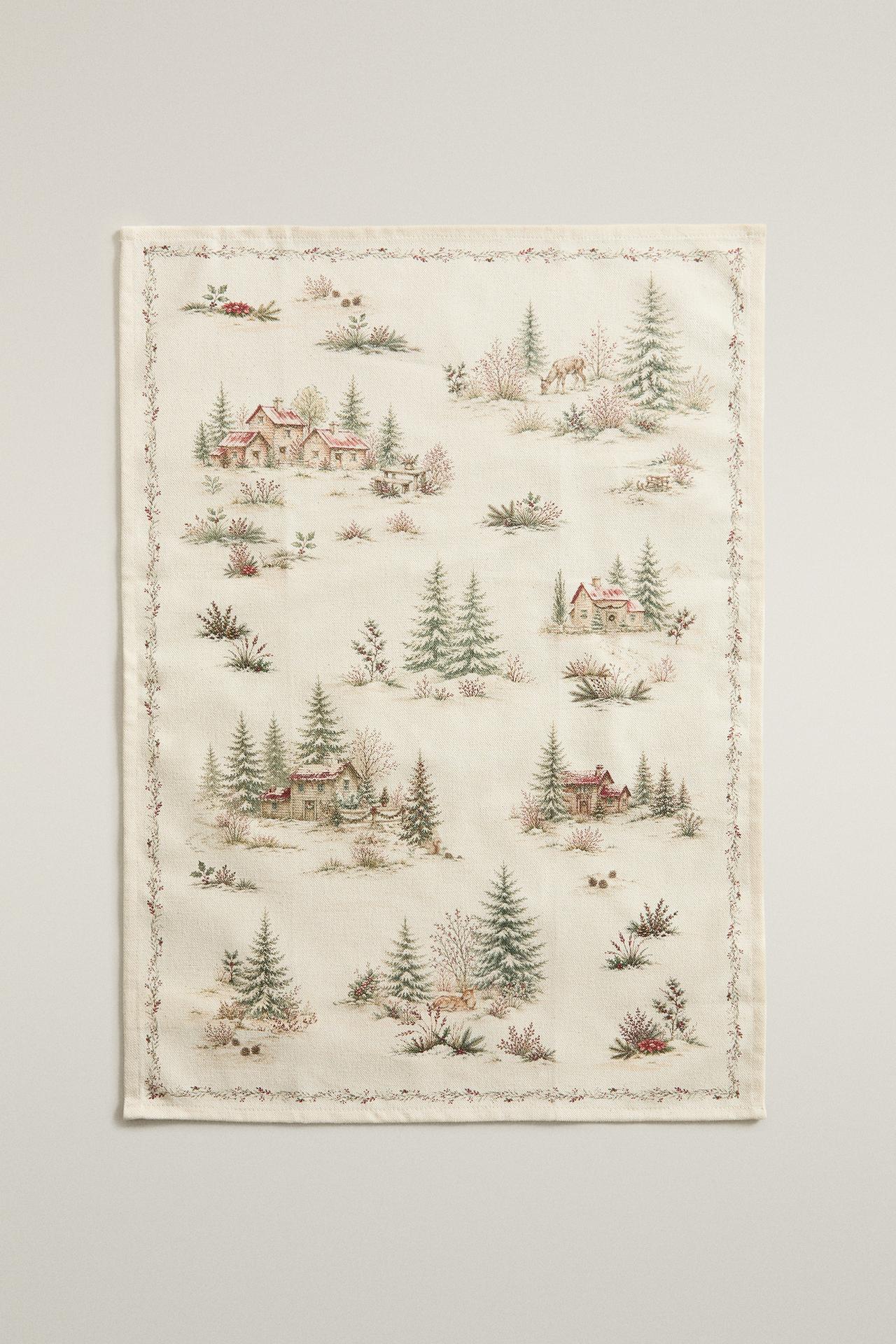 CHRISTMAS TOILE KITCHEN TOWEL (PACK OF 2) — Green