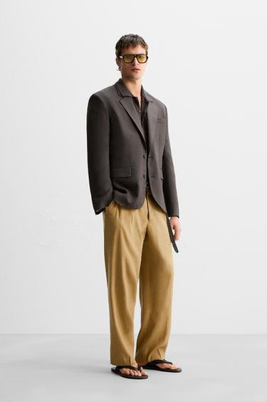 LIMITED EDITION VISCOSE-LINEN SUIT BLAZER - Brown by Zara - Image 3
