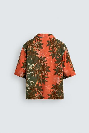 CHEMISE RELAXED FIT À IMPRIMÉ FLEURI - Vert de Zara - Image 7