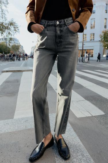 Zara Z.02 STRAIGHT HIGH-WAIST ANKLE JEANS - Gray