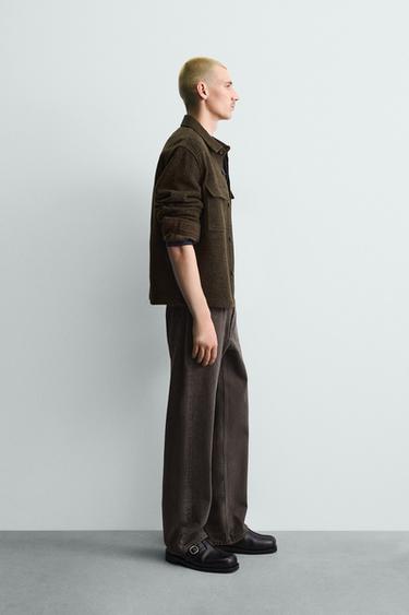 SURCHEMISE STRUCTURÉE AVEC LAINE - Vert olive de Zara - Image 3