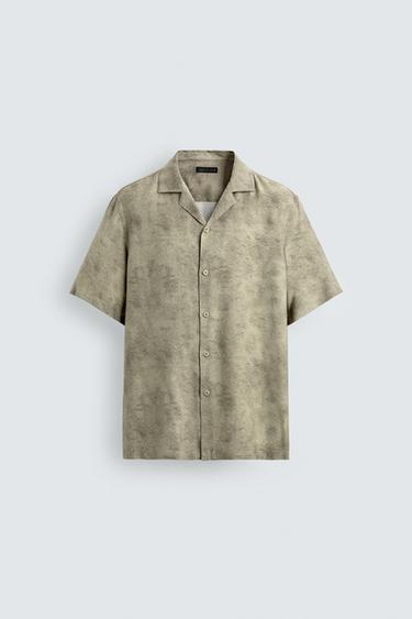 АТЛАСНАЯ РУБАШКА RELAXED FIT — БЕЖЕВЫЙ от Zara