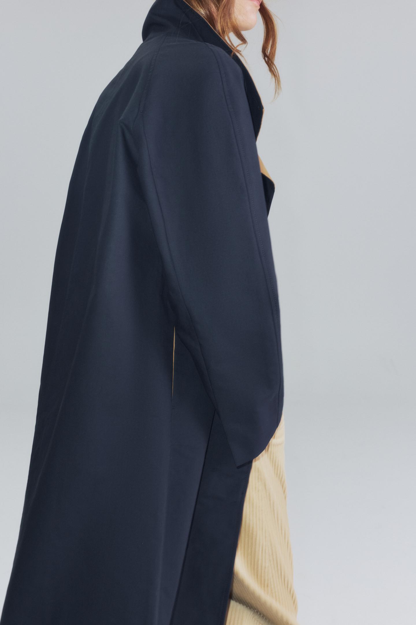 Женское пальто Zara ZW Collection Long Trench, цвет: Тёмный тёмно-синий — фото 6