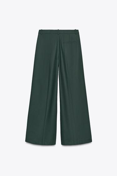 PANTALON À PINCES À JAMBES LARGES ZW COLLECTION - Vert de Zara - Image 6