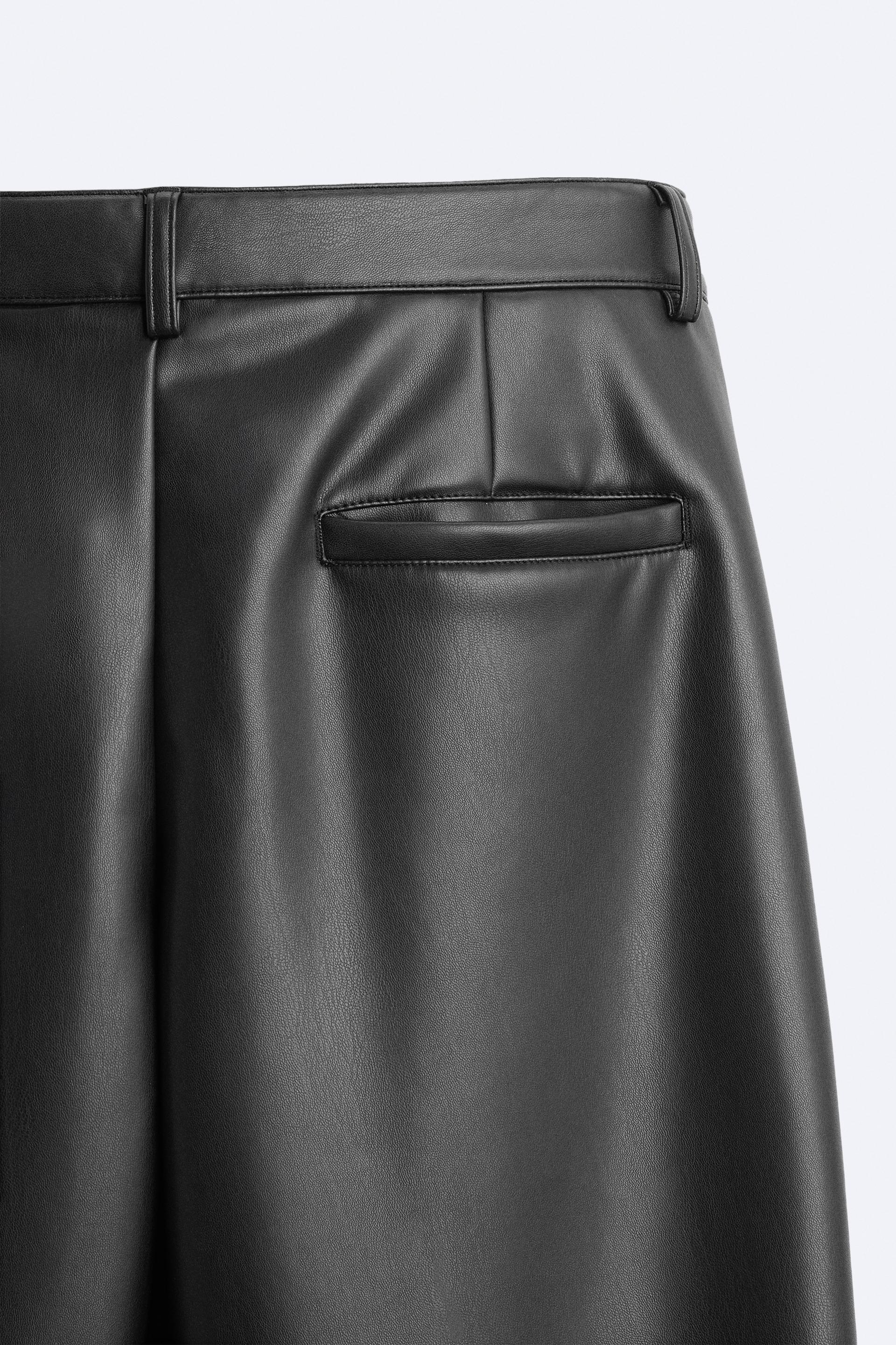 Zara, Pants & Jumpsuits, Zara Formal Pants With Faux Leather Strip Size 4