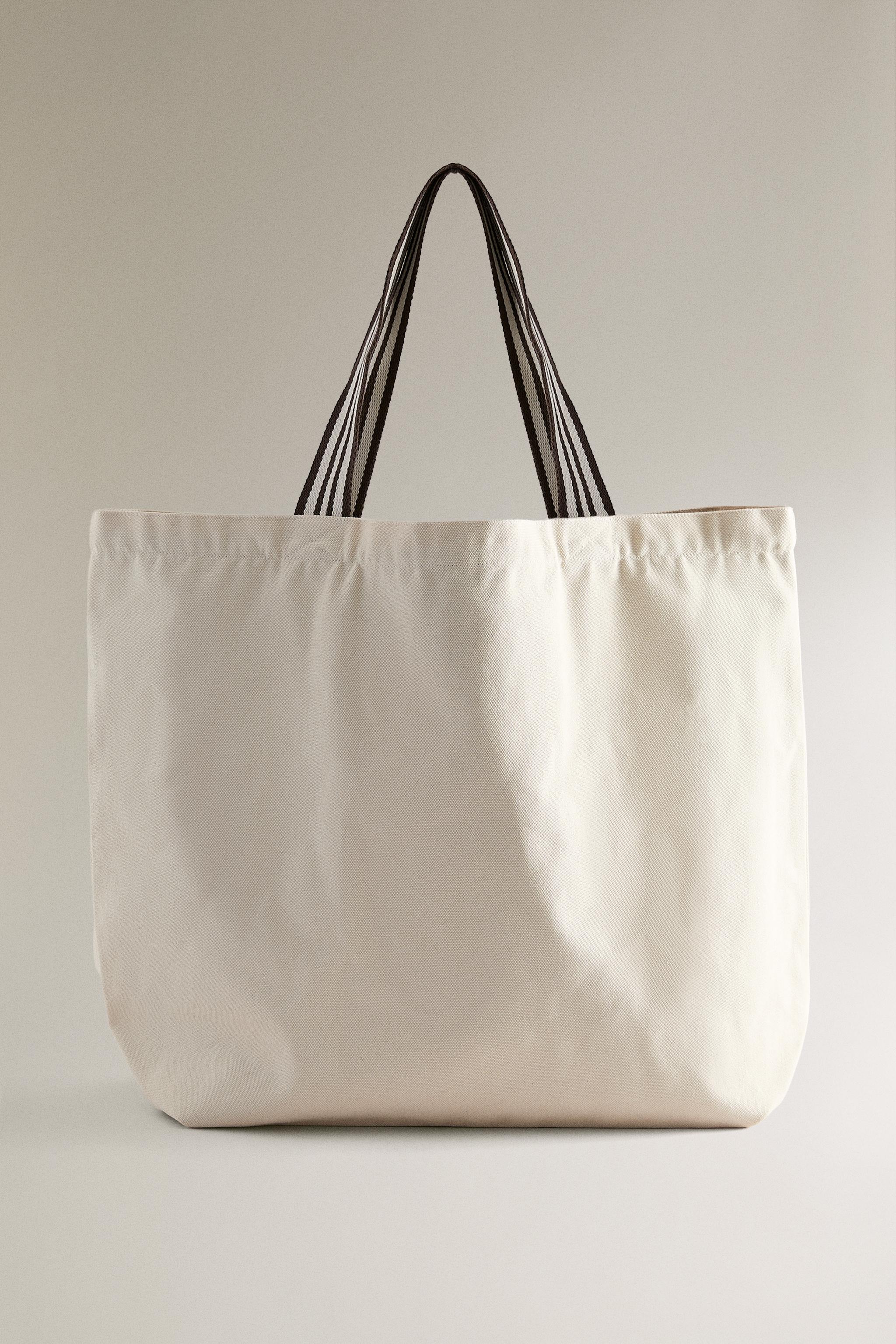 REVERSIBLE FABRIC STRIPED SHOPPER BAG - Off White | ZARA United States