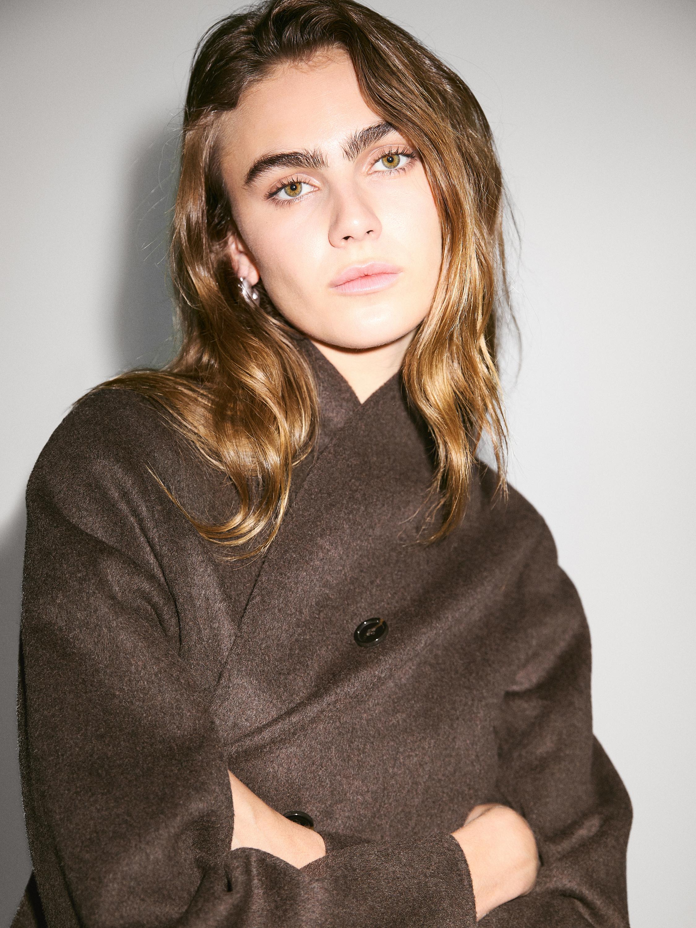 Manteau à col smoking en laine mélangée