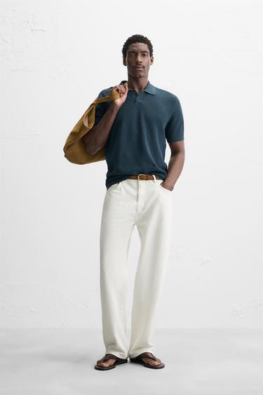 POLO PUNTO ESTRUCTURA - Azul lavado de Zara - Imagen 0