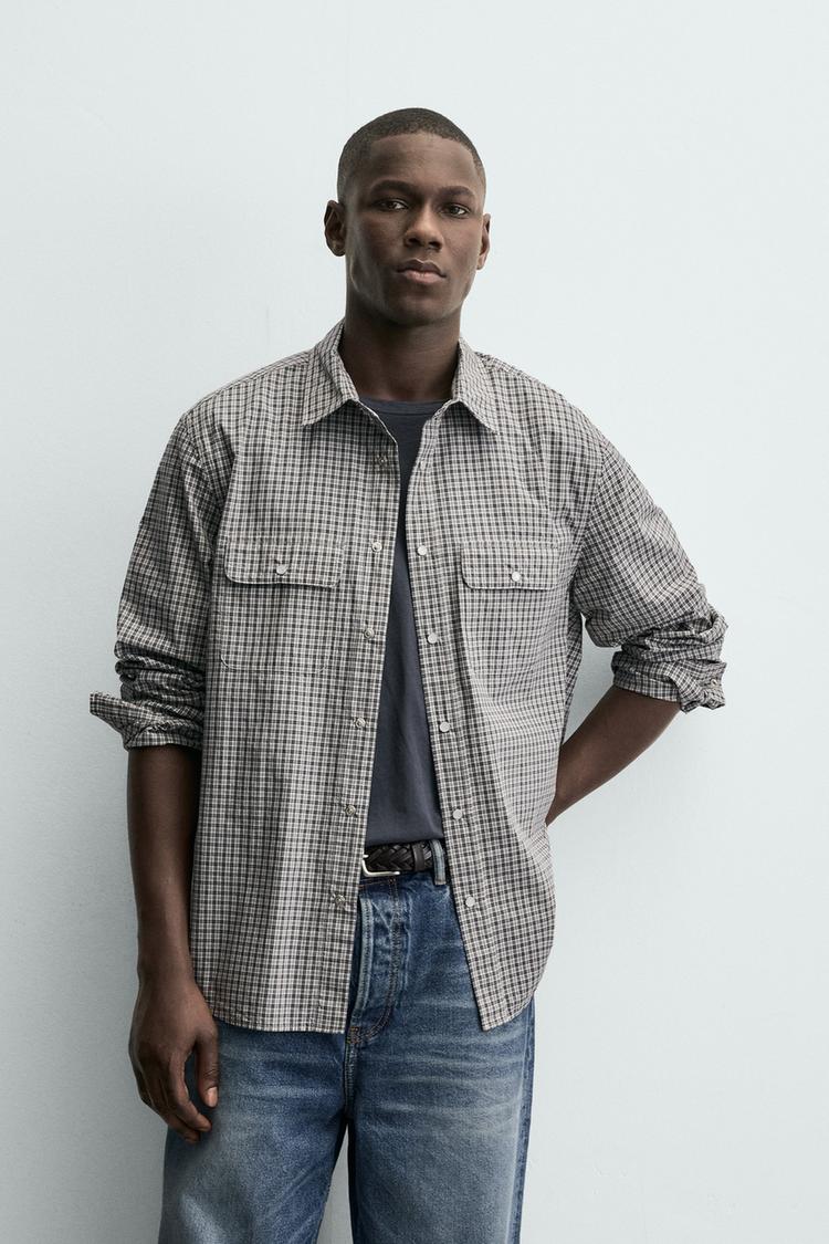 ZARA CHECK SHIRT WITH POCKETS