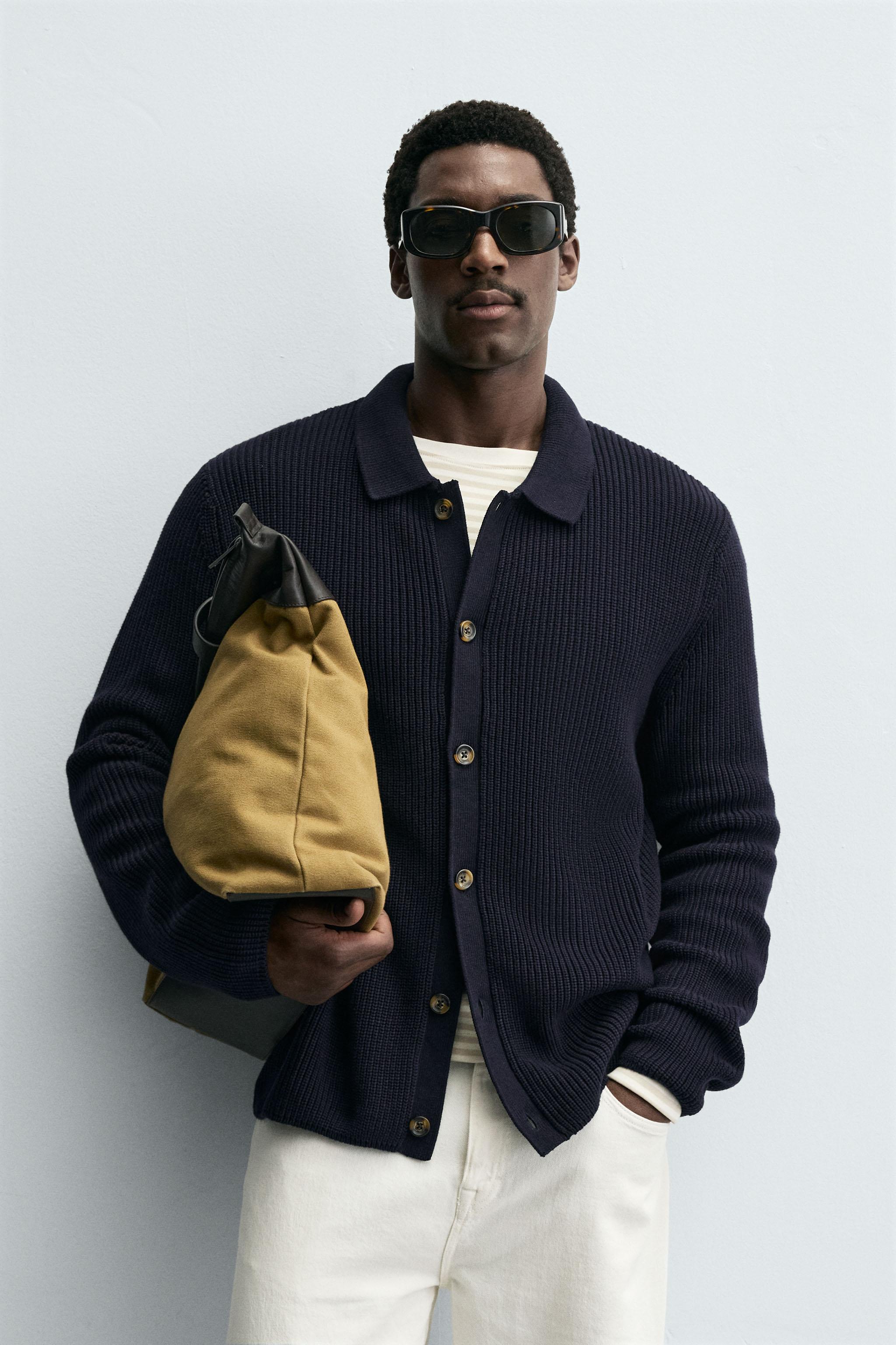 RIBBED CARDIGAN - Navy blue | ZARA United States