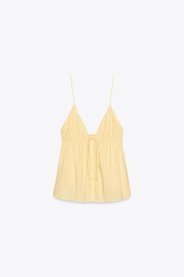 FLOWING STRAPPY TOP - Light yellow by Zara - Image 5