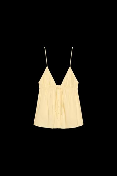 TOP FLUIDO TIRANTES - Amarillo claro de Zara - Imagen 0