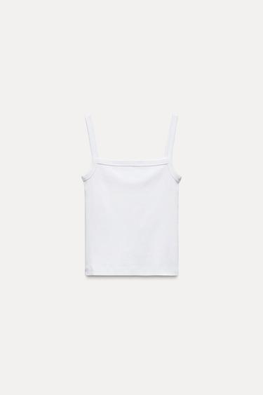 SQUARE NECKLINE T-SHIRT - White by Zara