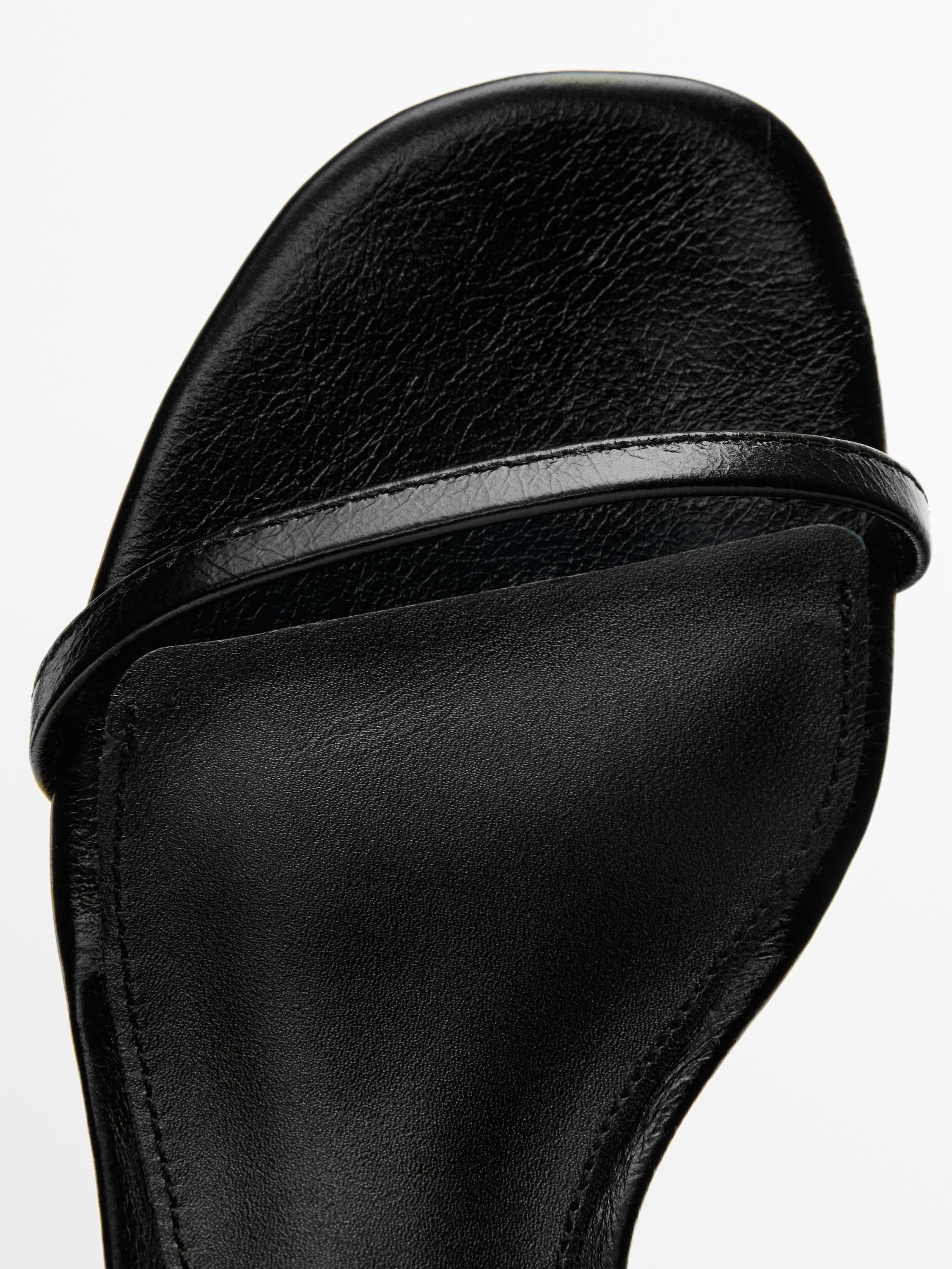 Strappy leather mid-wedge sandals