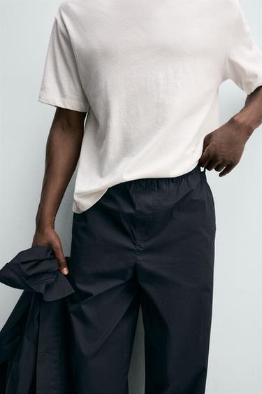 PANTALON DROIT EN POPELINE - Bleu marine de Zara - Image 4