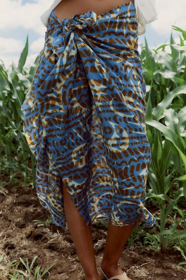COTTON PRINT SCARF - Blue by Zara - Image 1