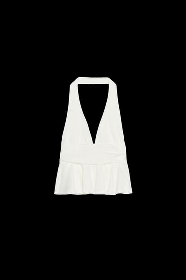 RUFFLED HALTER TOP - White by Zara - Image 0