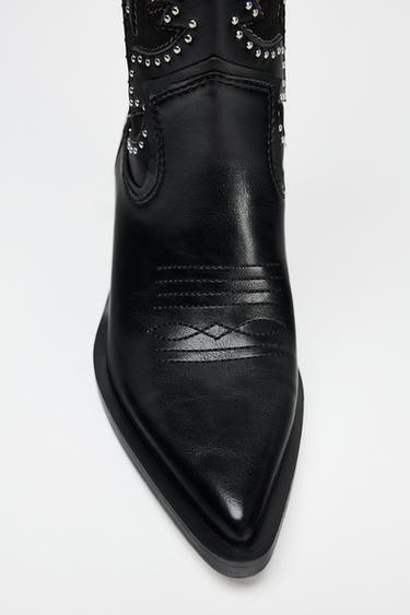 BOTA COWBOY FLECOS TACHAS - Negro de Zara