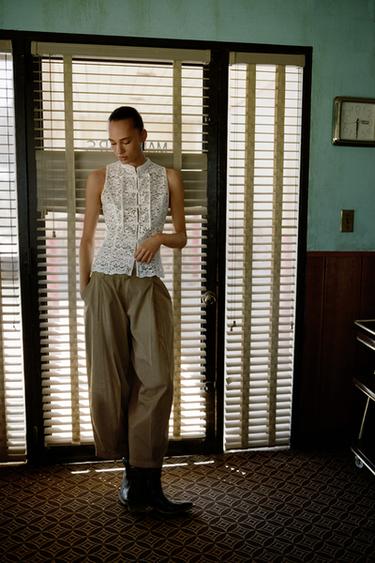 TOP GUIPUR ALAMARES - Blanco de Zara