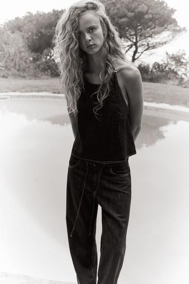 TRF DENIM HALTER TOP - Dark indigo by Zara - Image 0