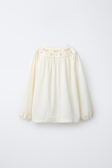 AGES 6-14 / EMBROIDERED FLORAL PYJAMAS - Ecru by Zara - Image 2