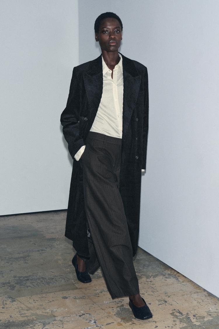 LONG CORDUROY COAT ZW COLLECTION LIMITED EDITION Black ZARA