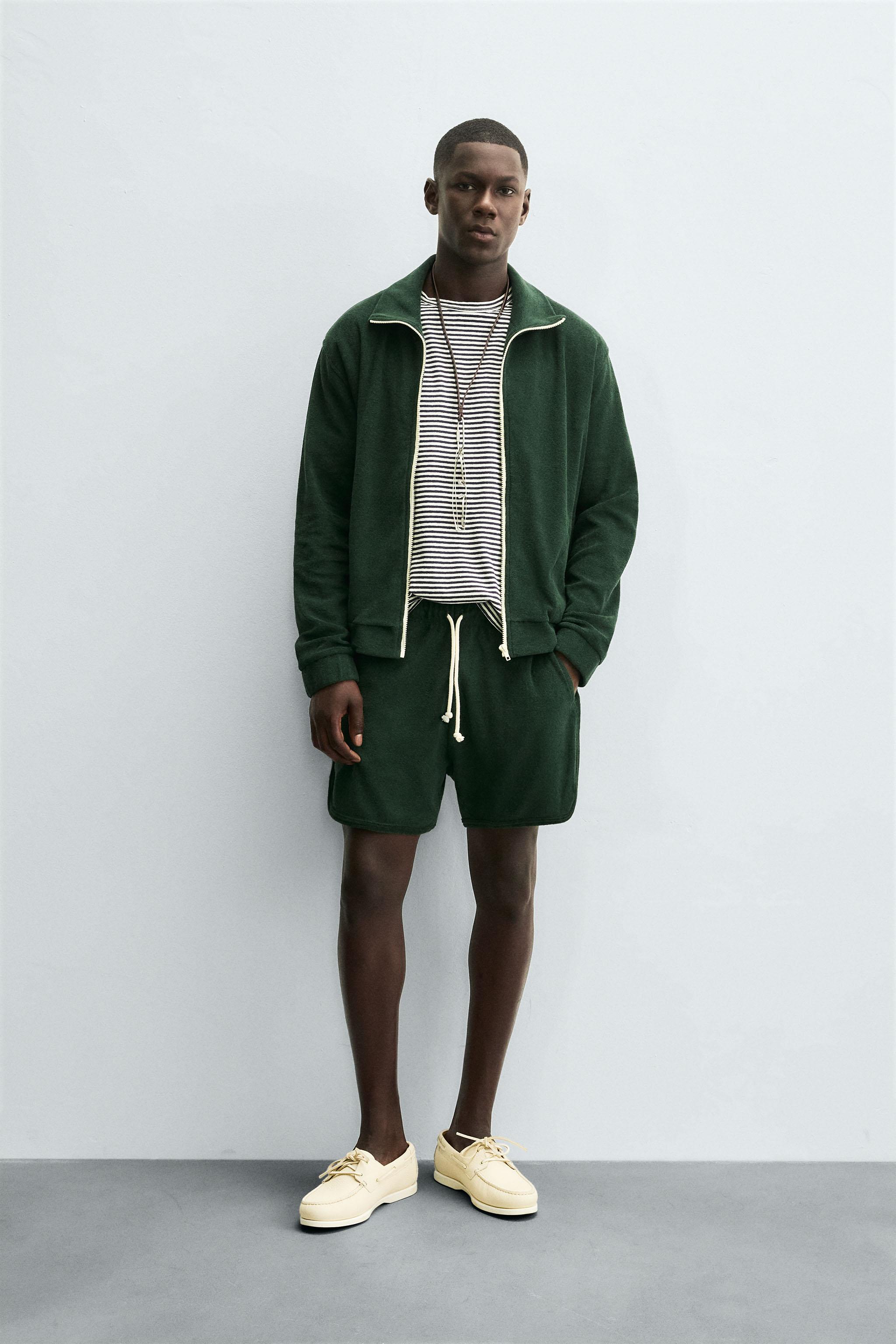 TOWEL ZIP-UP SWEATSHIRT - Bottle green | ZARA United States