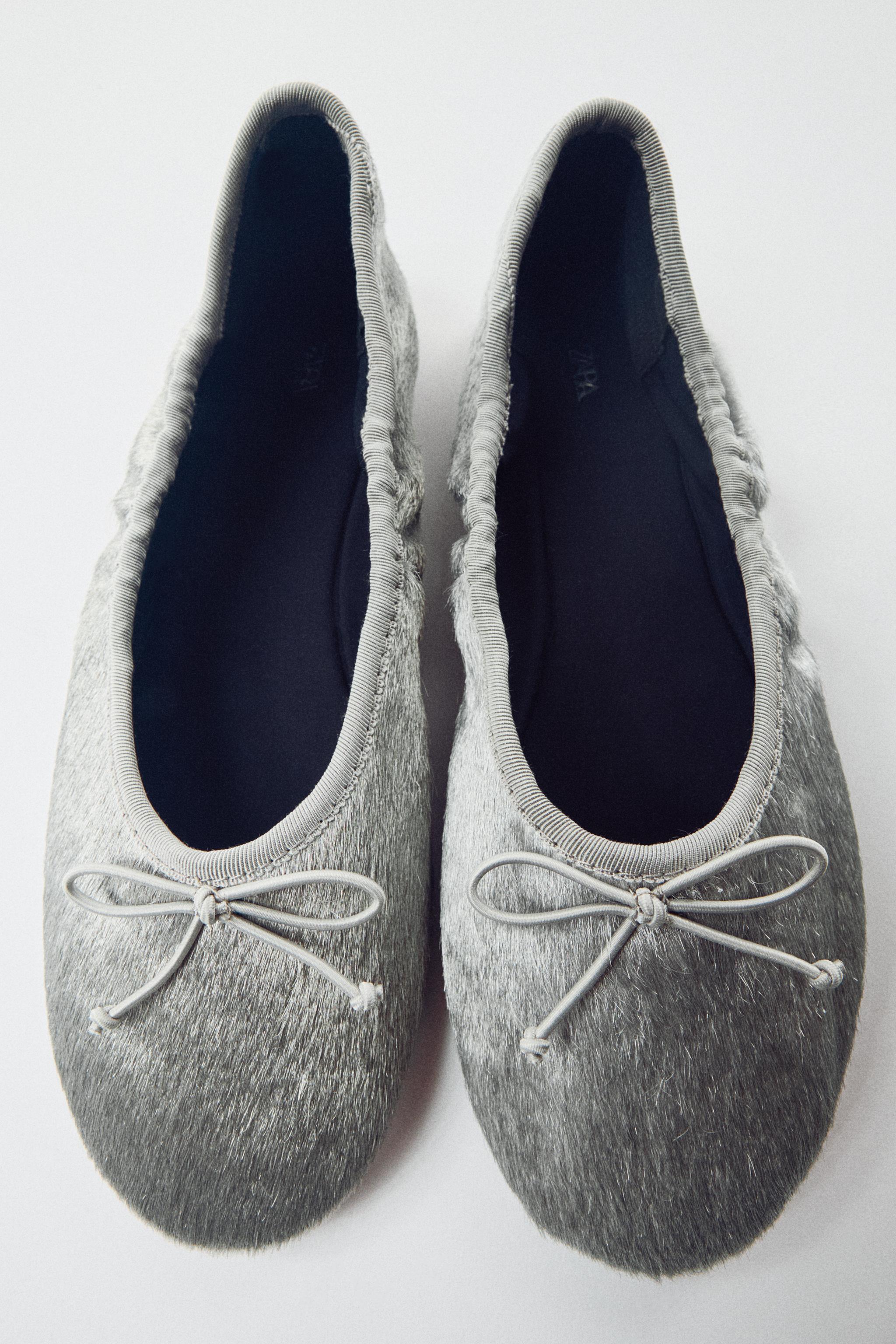 LEATHER BALLET FLATS WITH SHEEPSKIN