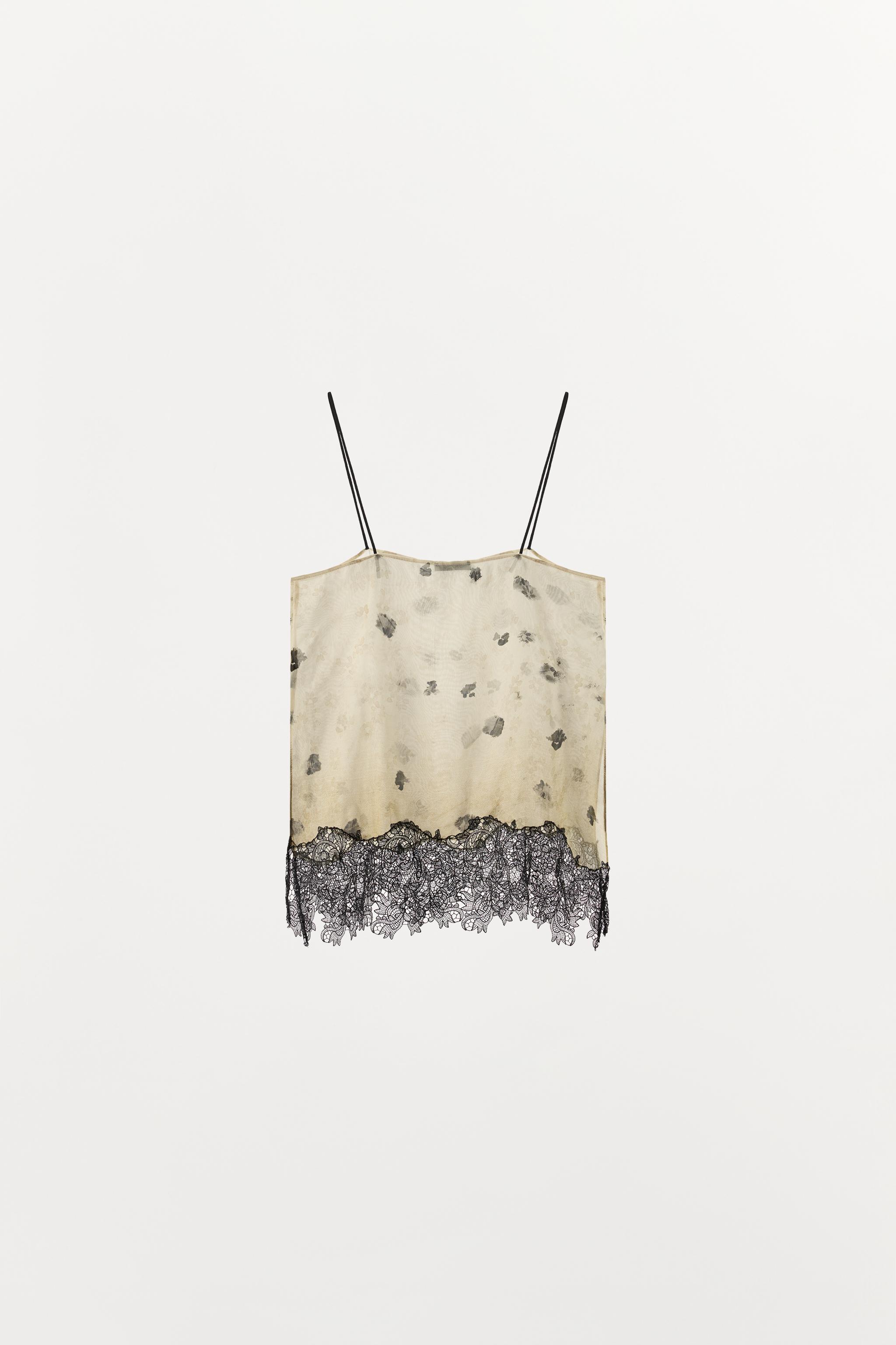 TOP IMPRIMÉ STYLE LINGERIE AVEC DENTELLE
