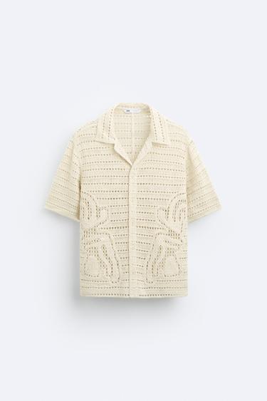 Zara 鉤編花卉襯衫 - 磨白色