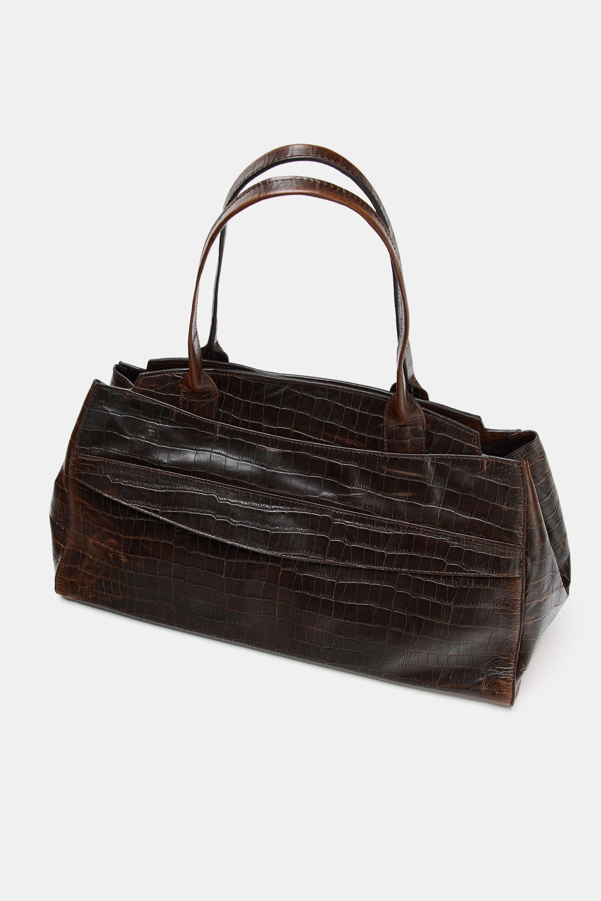 LEATHER MAXI CITY BAG - Chocolate | ZARA Spain