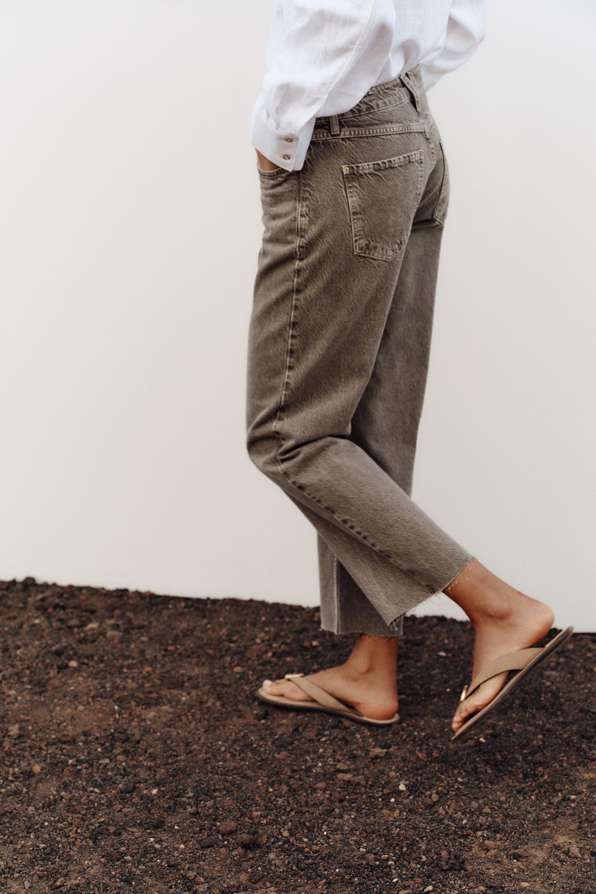 【ZARA】Z1975 ストレート ハイウエスト アンクル丈ジーンズ Z1975 ストレート ハイウエスト アンクル丈ジーンズ - ブラウン
